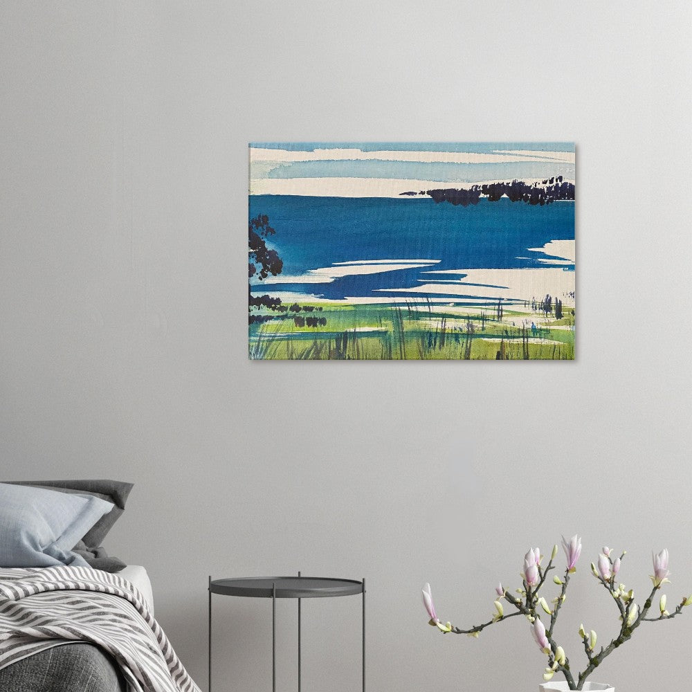 Bay Wall Art Canvas Art Print hanging in a modern living room.