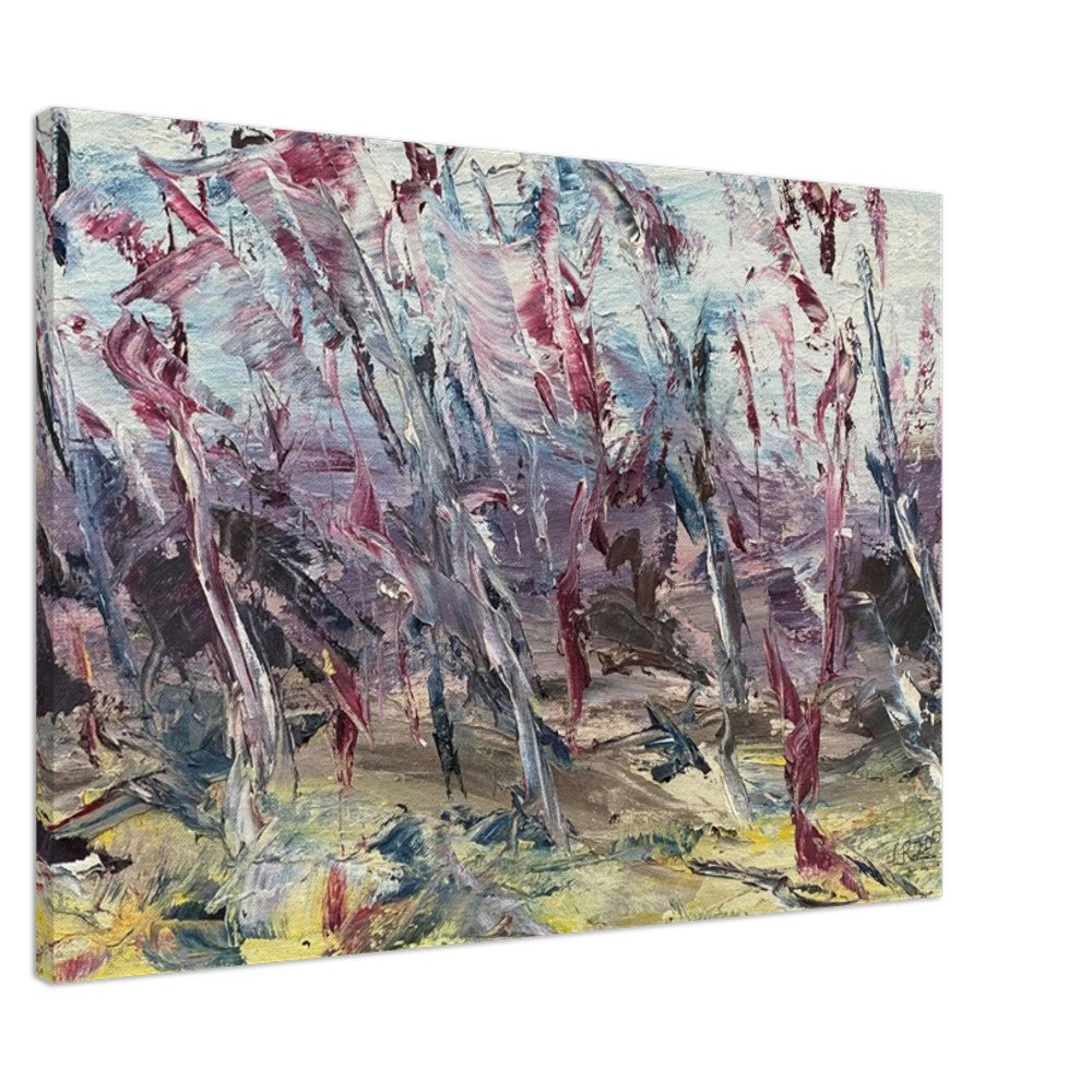 Storm abstract landscape canvas wall art print with thick oil paint texture, available framed in 4 colors, ready-to-hang, free delivery included.