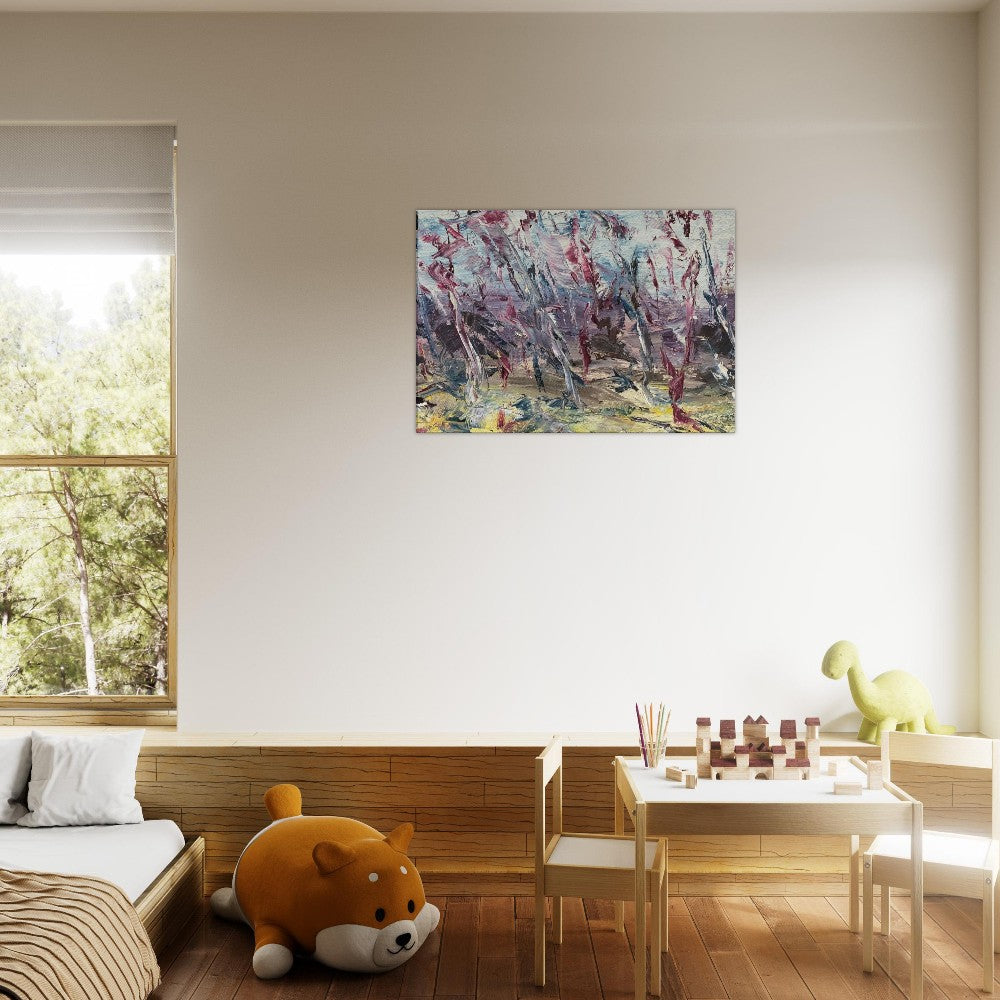 Storm Abstract Landscape Canvas Wall Art in a room setting, ready-to-hang, available with free delivery.