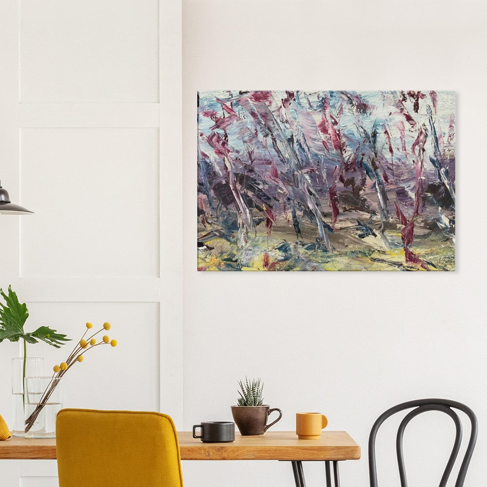 Storm abstract landscape canvas wall art print in a modern interior setting.